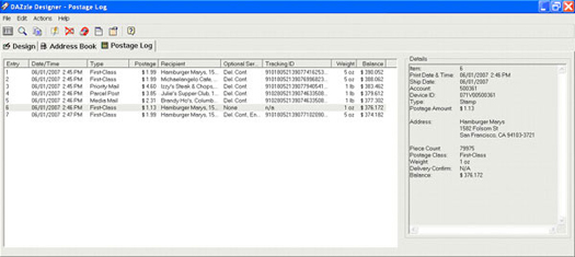 Software Postage Log