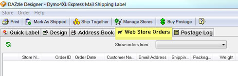 DAZzle Designer Web Store Orders screenshot