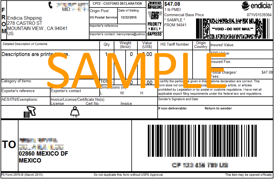 Set Up and Print Integrated Customs Forms