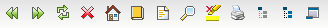 From left to right the buttons are: Back, Forward, Refresh, Stop, Home, Contents, Index, Search, Remove Search Highlighting, Print Topic, Collapse All, Expand All, and Hide Navigation or Show Navigation.